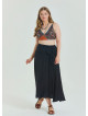 Black Plus Size Skirt with Waist Tie and Gipe Detail 4595